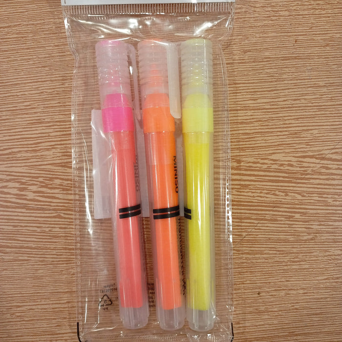 Miniso Highlighter 3 Pack (Yellow, Orange, Pink)