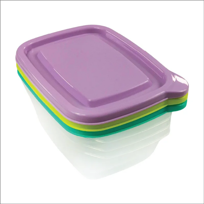 Miniso Colorful Rectangle Food Storage Containers (400mL, 3 pcs)