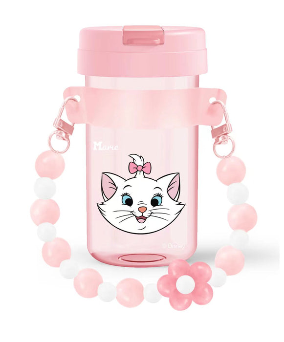 Miniso Disney Cat Collection Plastic Bottle with Beaded Strap (500mL)