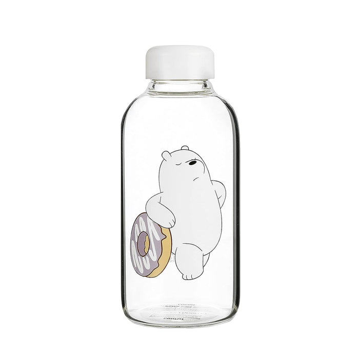 Miniso We Bare Bears Collection High Borosilicate Glass Bottle (600mL)(Ice Bear)