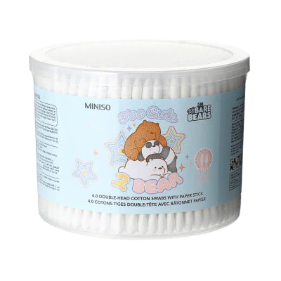 MINISO We Bare Bear Collection Cotton Swabs with Paper Stick (400 Count)
