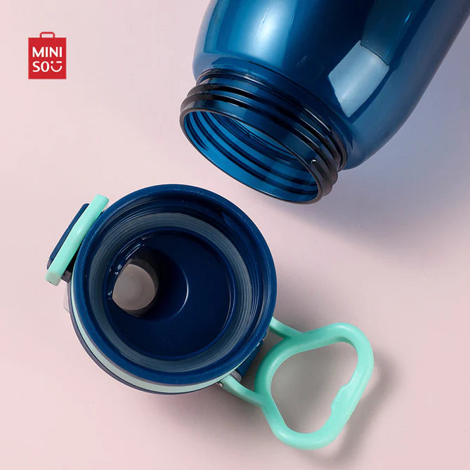 MINISO Plastic Cool Water Bottle with Handle 900ml Blue