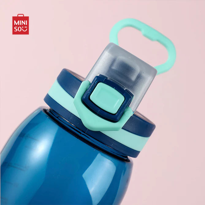 MINISO Plastic Cool Water Bottle with Handle 900ml Blue