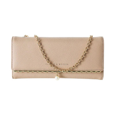 MINISO Women's Long Crossbody Bag with Imitation Pearl