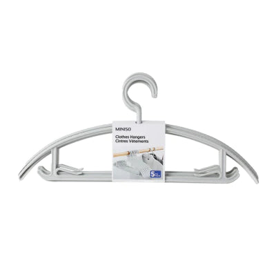 MINISO Minimalist Solid Color Plastic Clothes Hangers (5 pcs)(Gray)