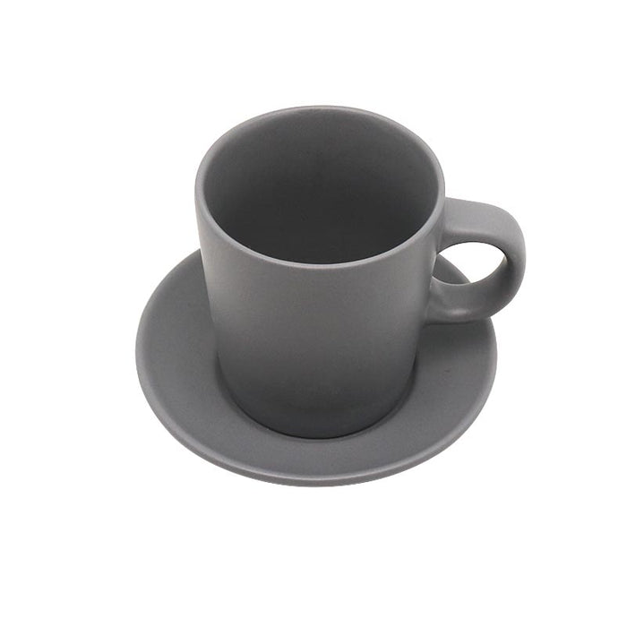 Miniso Ceramic Coffee Cup and Coaster Set (90mL)(Gray)