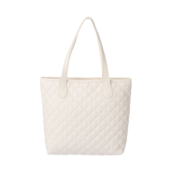 Miniso Classic Diamond Pattern Quilted Shoulder Tote Bag(Beige)