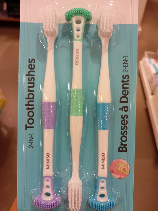 Miniso 2 in 1 Tongue Cleaning Toothbrush (3 Pack)