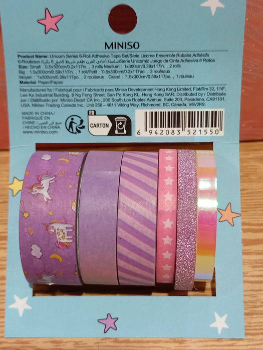 Miniso Unicorn Series 6 roll Adhesive Tape Set