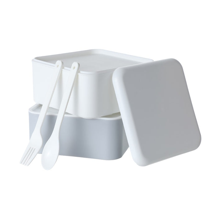 Miniso Square Double Layer Bento Box (1600mL)(White)