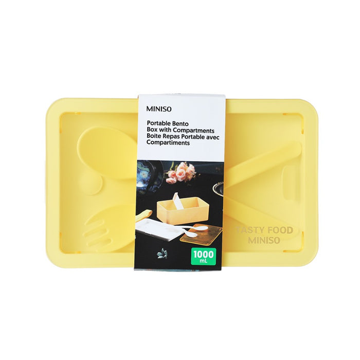 Miniso Portable Bento Box with Compartments (1000mL)(Yellow)