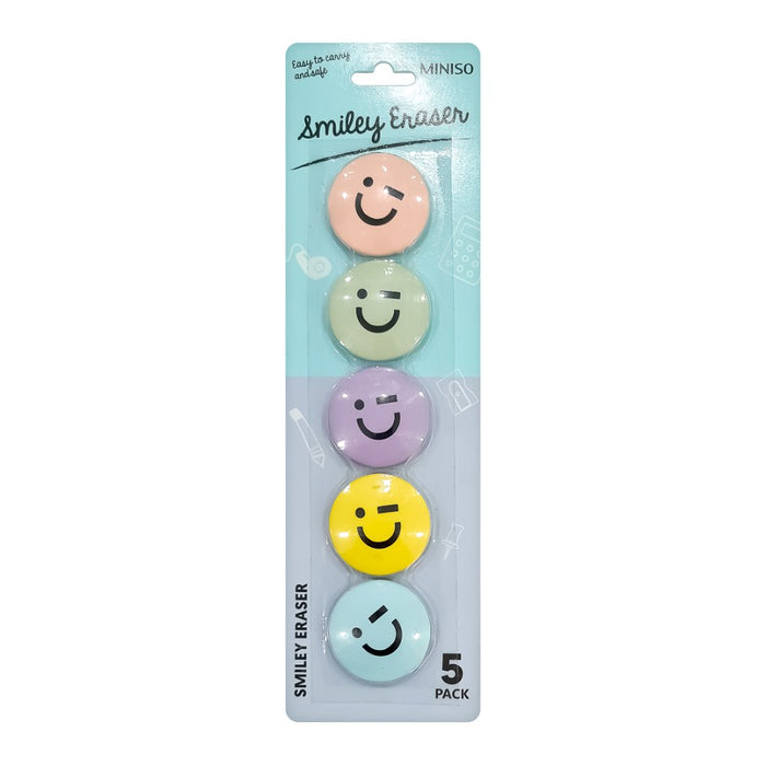 Miniso Smiley Eraser 5 Packs