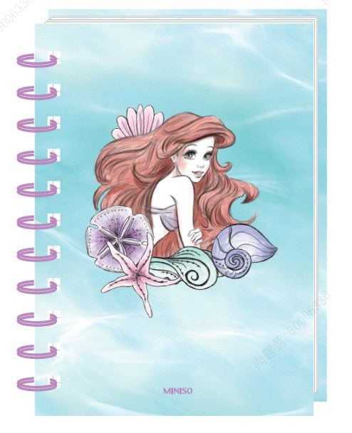 Miniso Disney The Little Mermaid Collection A6 Wire-bound Book (Blue, 50 Sheets)