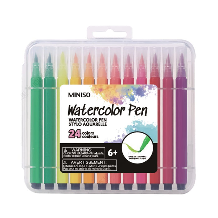Miniso Watercolor Pens Set with Soft Tip (24 Colors)