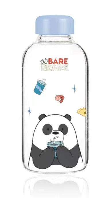 Miniso We Bare Bears Collection High Borosilicate Glass Bottle (600mL)( Panda)