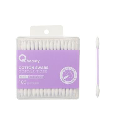 Miniso Qbeauty Nail Polish Corrector & Remover Cotton Swabs 100 Count (Double Pointed Tips)