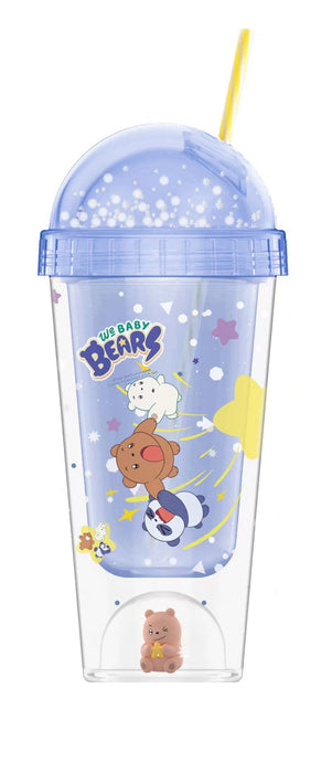 Miniso WE BABY BEARS Collection Double Wall Micro Landscape Tumbler with Straw (350mL)(Blue)