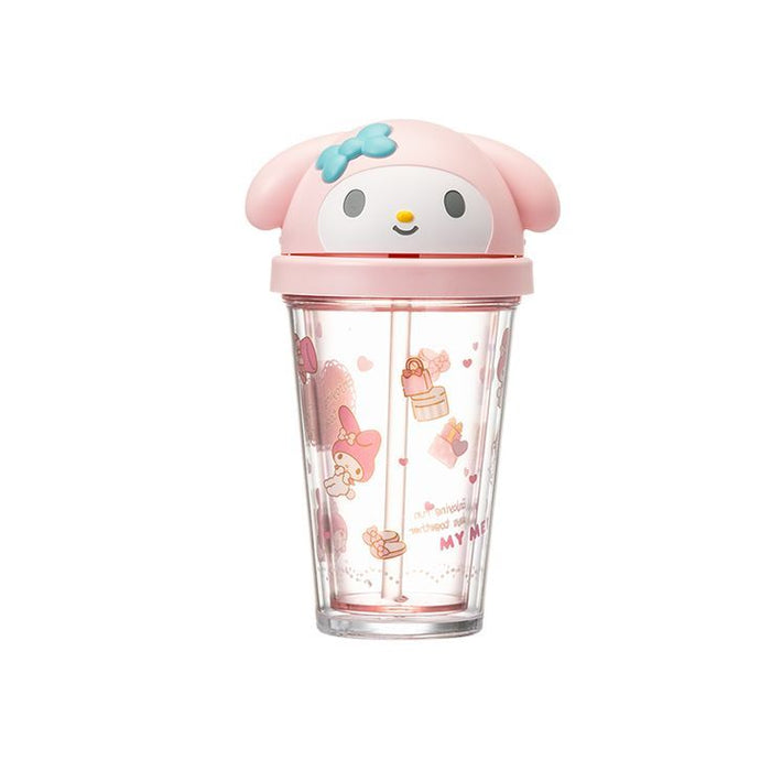 Miniso Sanrio Characters Plastic Water Bottle with Straw (320ML)