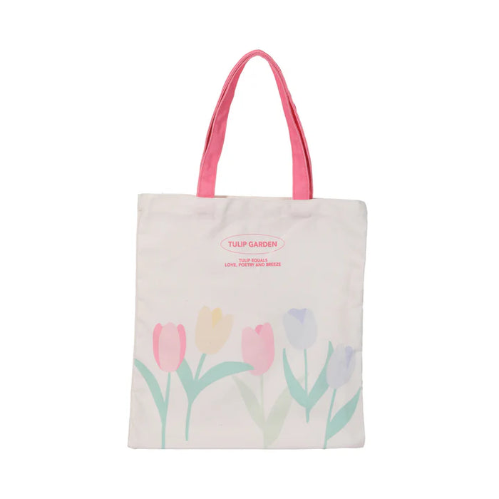 MINISO Tulip Garden Collection Flat Shopping Bag (Pink)