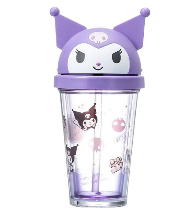 Miniso Sanrio Character Kuromi Limited Collab Plastic Bottle With Straw 320ml