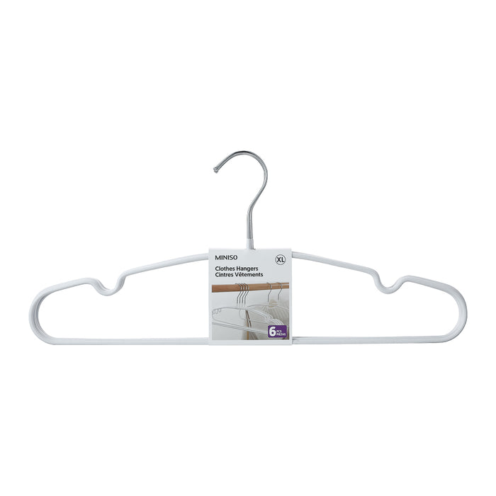 Miniso Matte Anti-Slip Clothes Hangers (6 pcs, XL) (White)