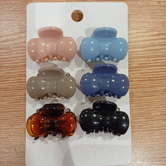 Miniso Hair Claw Clip with Bow (S, 6 pcs)