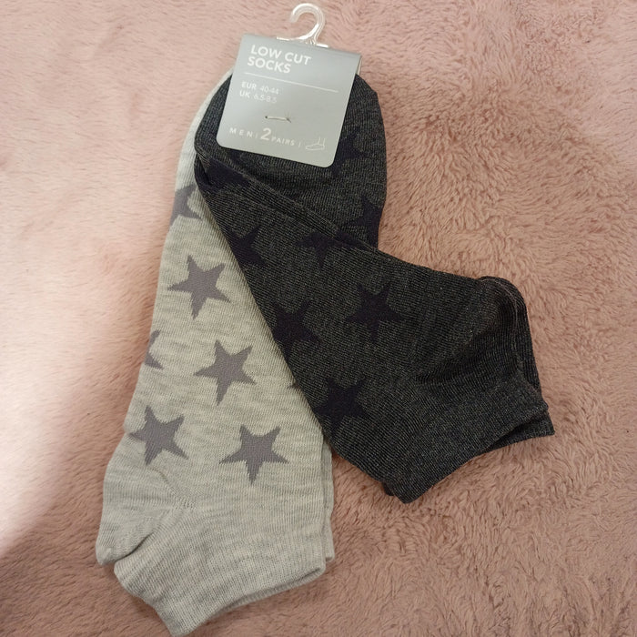 Miniso Stars Men's Low Cut Socks 2 Pairs (Dark Grey & Grey)