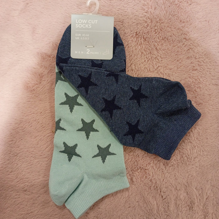 Miniso Stars Men's Low Cut Socks 2 Pairs (Navy & Green)