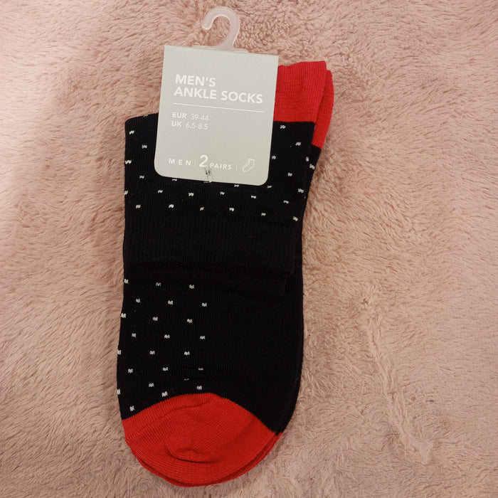 Miniso Polka Dot Men's Ankle Socks 2Pairs (Black)