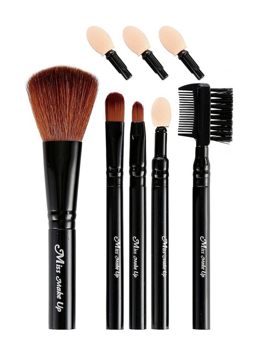 Miniso black 5 piece makeup brush set with eyeshadow applicator tips