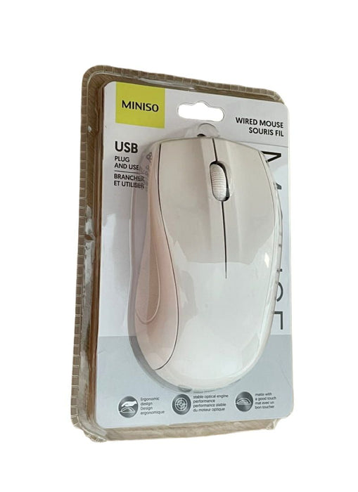 Miniso Wired Mouse for Office, Model: M203 (White)