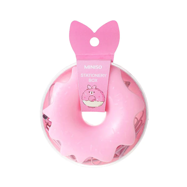 Miniso Mini Family Sweetheart Bunny Series Donut Paper Clips & Binder Clips Set