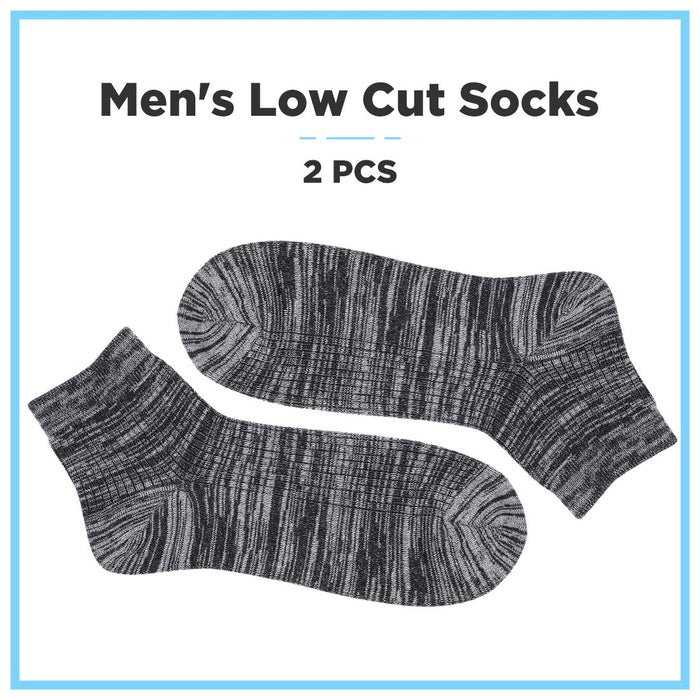 MINISO Men's Cotton Solid Stripe Low Cut Socks Soft Comfortable Combo Pack of 2