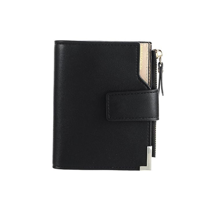 Miniso Multipurpose Color Blocking Short Matte Wallet with Hasp (Black)
