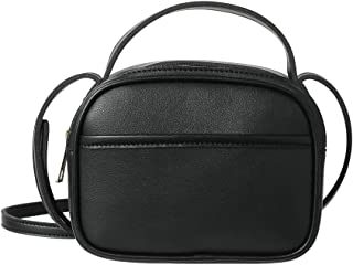 MINISO Women Sling Bag,Solid Color Crossbody Handbag (Black)