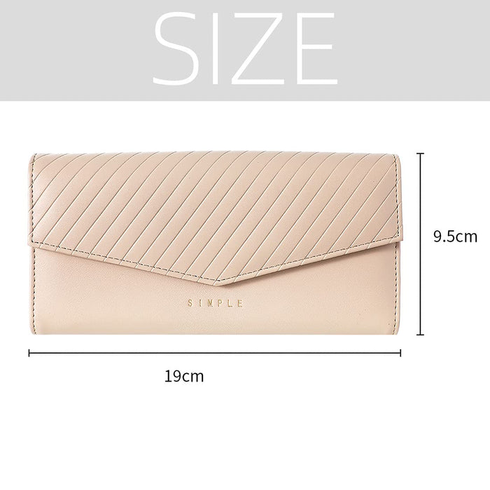 MINISO Three-fold Long Striped Women's Wallet (Light brown)
