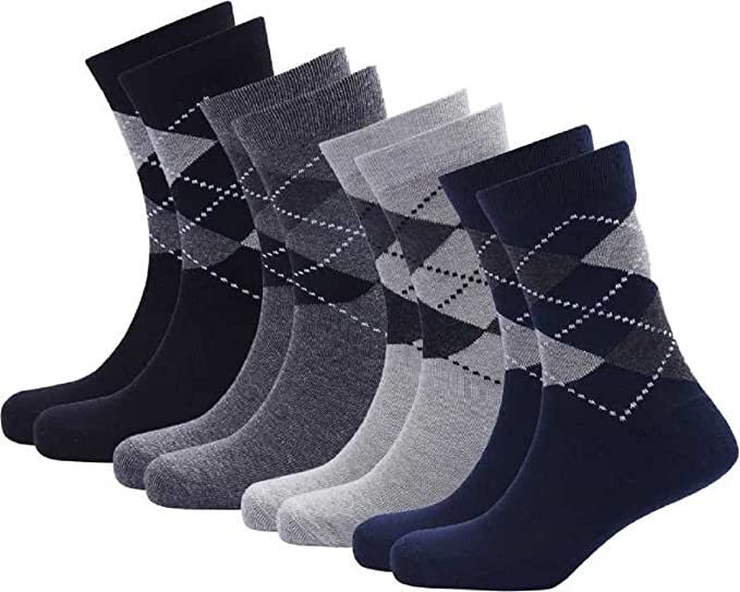 Miniso Men's Diamond Men's Long Socks 2 Pairs Dark Grey