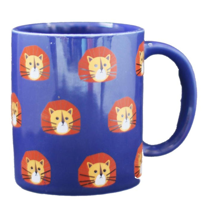 Miniso Ceramic Mug (Lion, Navy Blue), 320ml