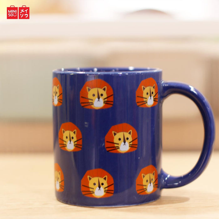 Miniso Ceramic Mug (Lion, Navy Blue), 320ml