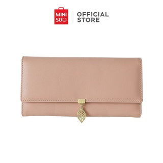 MINISO Long Women's Wallet with Metal Leaf (Pink)