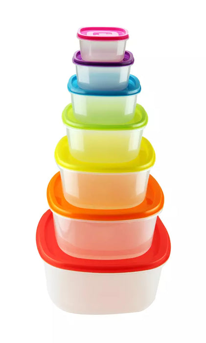 Miniso 14Pcs plastic food storage container 7Pcs Rainbow storage box