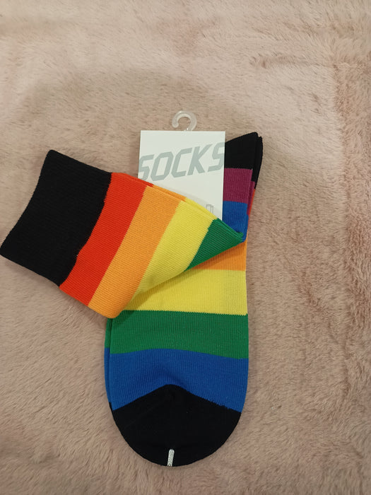 Miniso Rainbow Series Wide Stripe Crew Socks ( Black , 21cm) — MSR Online