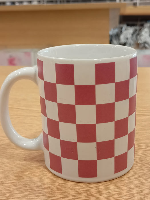 Miniso Checkerboard Ceramic Mug 320ML (Pink)