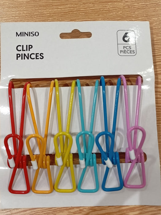 Miniso Colorful Series Iron Long Tail Clip with Hook (6pcs)