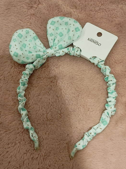 Miniso Kid's Floral Hair Hoop with Bow (1pcs) Green