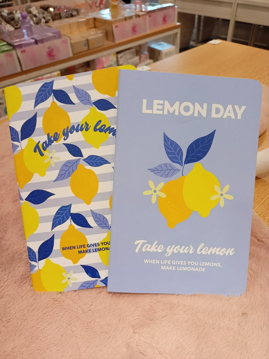 Miniso Lemon A5 Stitch Bound Book Pack of 2 (Blue, White)