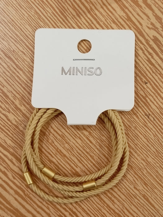 MINISO AU Spiral Pattern Rubber Band with Golden Buckle 4 Pcs Yellow