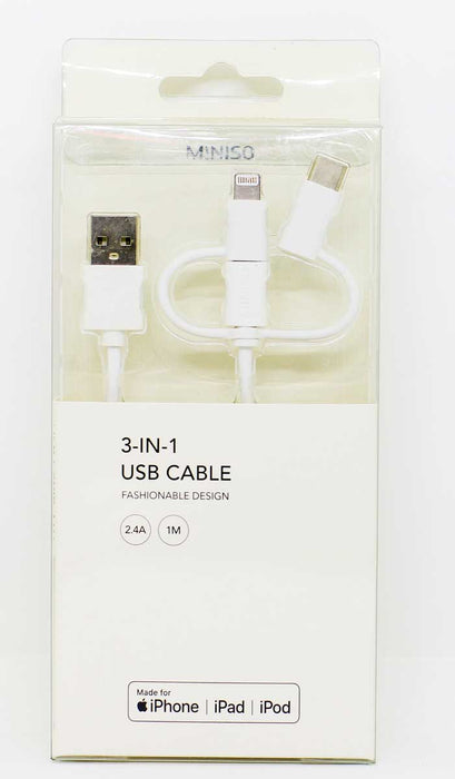Miniso 3 in 1 USB Cable (White)