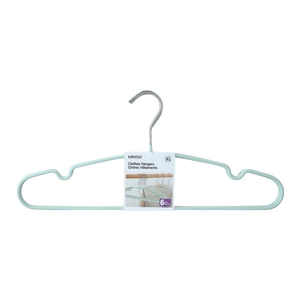 Miniso Matte Anti-Slip Clothes Hangers (6 pcs, XL) (Mint Green)