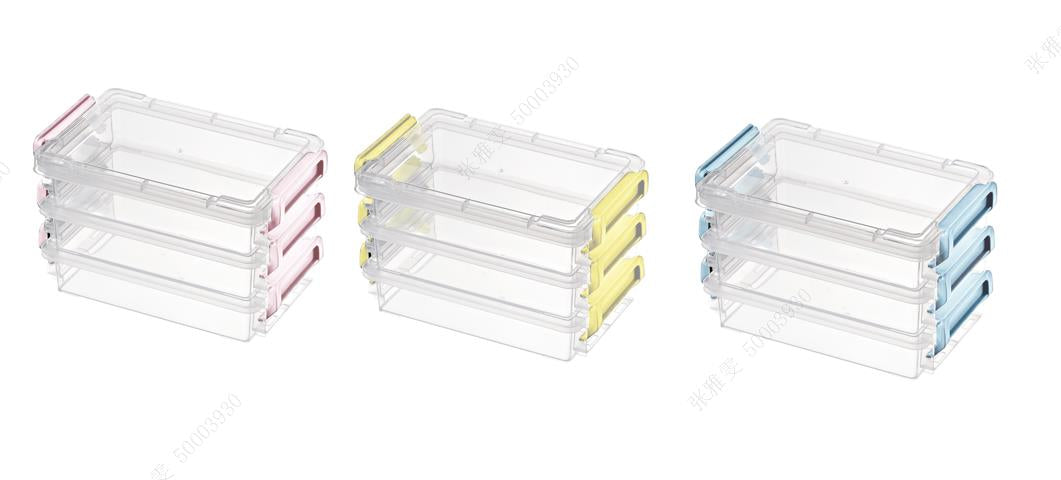 Miniso Summer Series 3-Tier Shallow Storage Box with Lid-clamping Handles . (Blue)